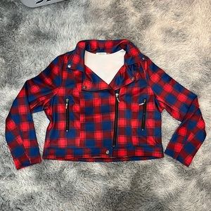 NWOT Pretty Plaid Action Moto Jacket